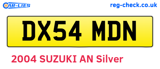DX54MDN are the vehicle registration plates.