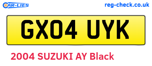 GX04UYK are the vehicle registration plates.