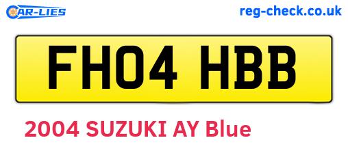 FH04HBB are the vehicle registration plates.