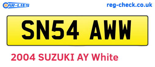SN54AWW are the vehicle registration plates.