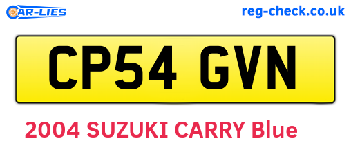 CP54GVN are the vehicle registration plates.