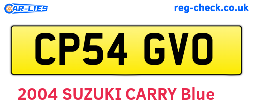 CP54GVO are the vehicle registration plates.