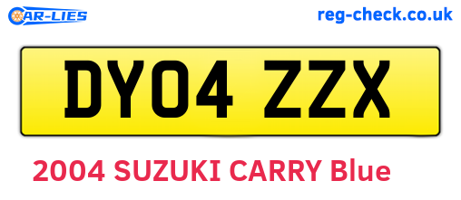DY04ZZX are the vehicle registration plates.