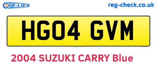 HG04GVM are the vehicle registration plates.