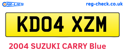 KD04XZM are the vehicle registration plates.