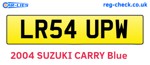 LR54UPW are the vehicle registration plates.
