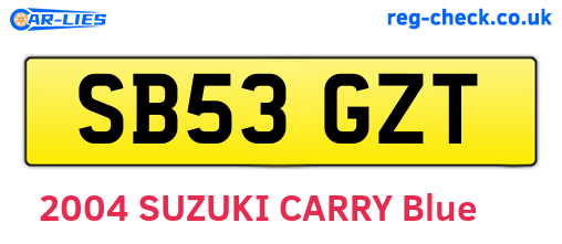 SB53GZT are the vehicle registration plates.