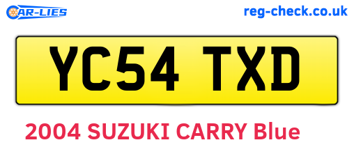 YC54TXD are the vehicle registration plates.