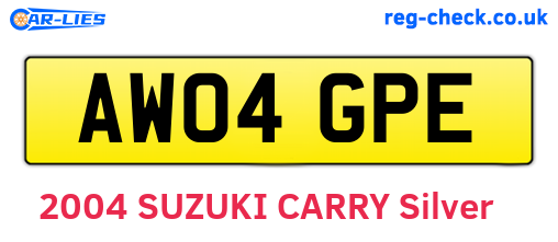 AW04GPE are the vehicle registration plates.