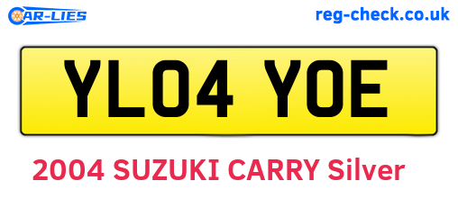 YL04YOE are the vehicle registration plates.