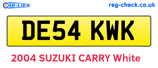 DE54KWK are the vehicle registration plates.