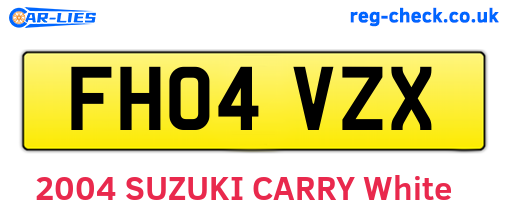 FH04VZX are the vehicle registration plates.