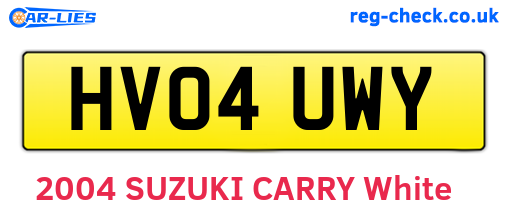 HV04UWY are the vehicle registration plates.