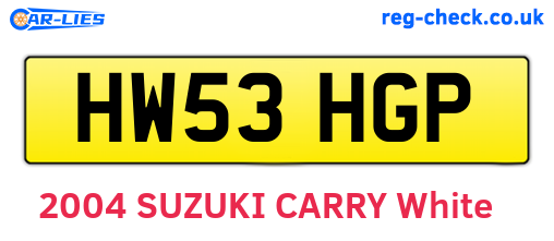 HW53HGP are the vehicle registration plates.