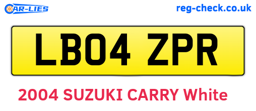 LB04ZPR are the vehicle registration plates.
