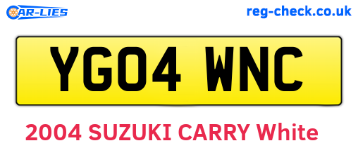 YG04WNC are the vehicle registration plates.