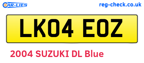 LK04EOZ are the vehicle registration plates.