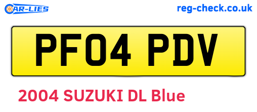 PF04PDV are the vehicle registration plates.