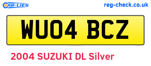 WU04BCZ are the vehicle registration plates.