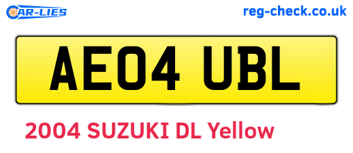 AE04UBL are the vehicle registration plates.