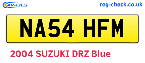 NA54HFM are the vehicle registration plates.