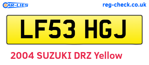 LF53HGJ are the vehicle registration plates.