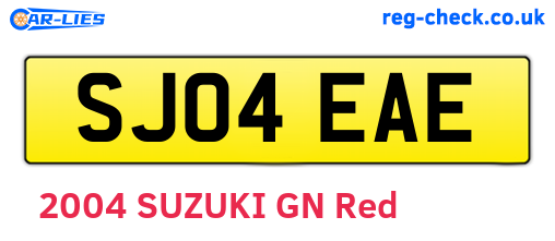 SJ04EAE are the vehicle registration plates.