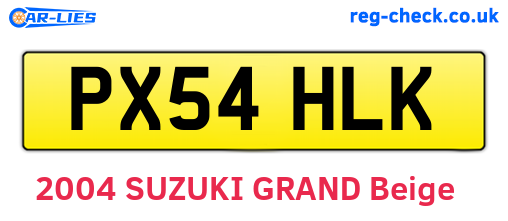 PX54HLK are the vehicle registration plates.
