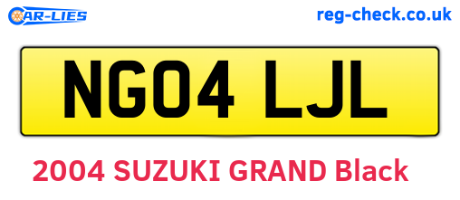 NG04LJL are the vehicle registration plates.