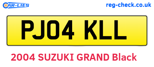 PJ04KLL are the vehicle registration plates.