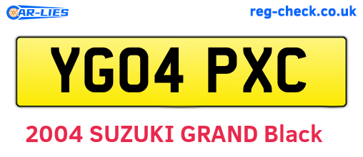 YG04PXC are the vehicle registration plates.
