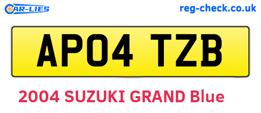 AP04TZB are the vehicle registration plates.