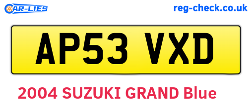 AP53VXD are the vehicle registration plates.