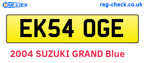 EK54OGE are the vehicle registration plates.