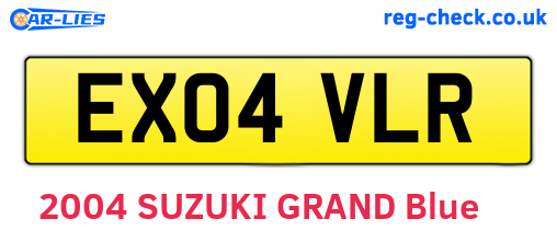 EX04VLR are the vehicle registration plates.