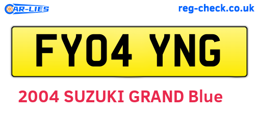 FY04YNG are the vehicle registration plates.
