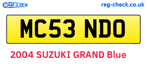MC53NDO are the vehicle registration plates.