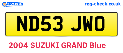 ND53JWO are the vehicle registration plates.