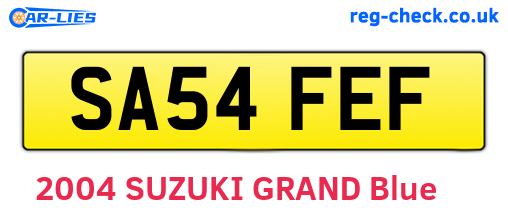 SA54FEF are the vehicle registration plates.