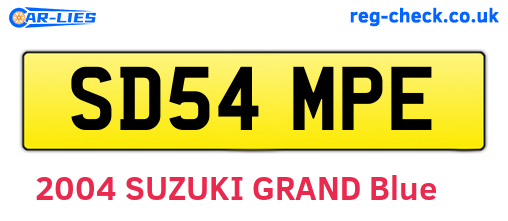 SD54MPE are the vehicle registration plates.