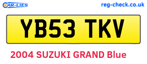 YB53TKV are the vehicle registration plates.