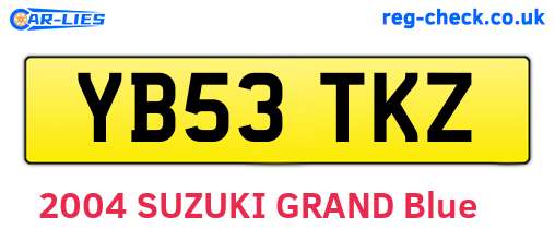 YB53TKZ are the vehicle registration plates.