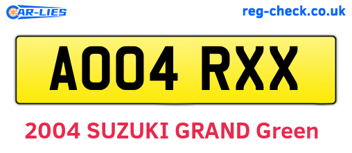 AO04RXX are the vehicle registration plates.