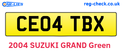 CE04TBX are the vehicle registration plates.