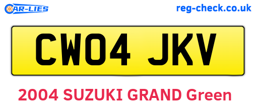 CW04JKV are the vehicle registration plates.