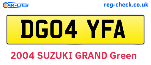 DG04YFA are the vehicle registration plates.