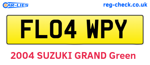 FL04WPY are the vehicle registration plates.