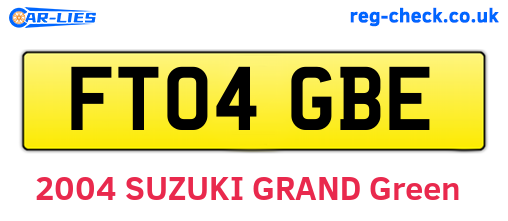 FT04GBE are the vehicle registration plates.