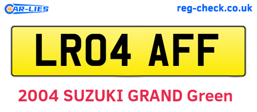 LR04AFF are the vehicle registration plates.