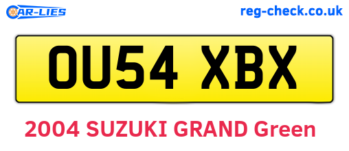 OU54XBX are the vehicle registration plates.